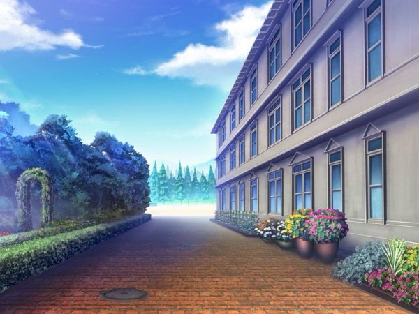 Школьный двор аниме