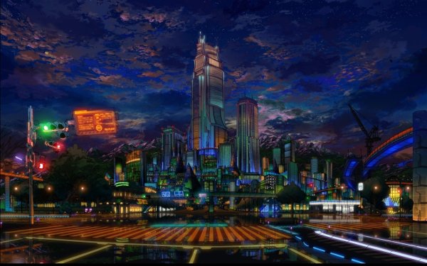 Япония Мегаполис Токио ночью улицы