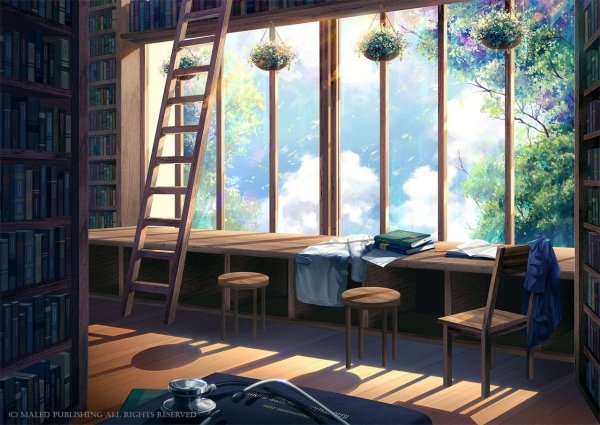 Комната со столом аниме