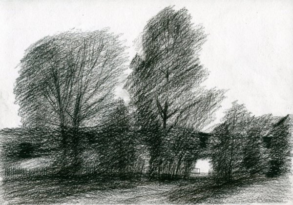 Пейзаж угольным карандашом