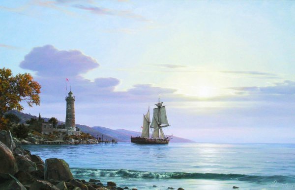Живопись импрессионистов море Маяк скалы