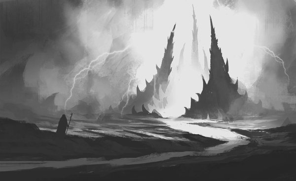 Чёрно-белый пейзаж арт