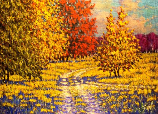 Осенний пейзаж точками