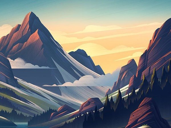 Флэт пейзаж горы