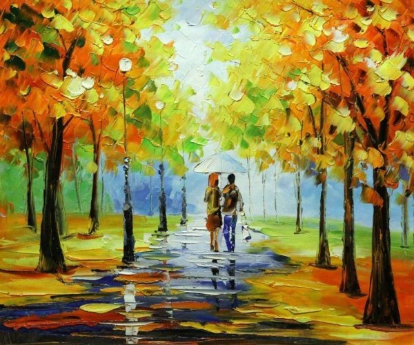 Картина аллея осень мастихин