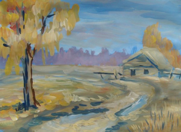 Композиции гуашью пейзажи