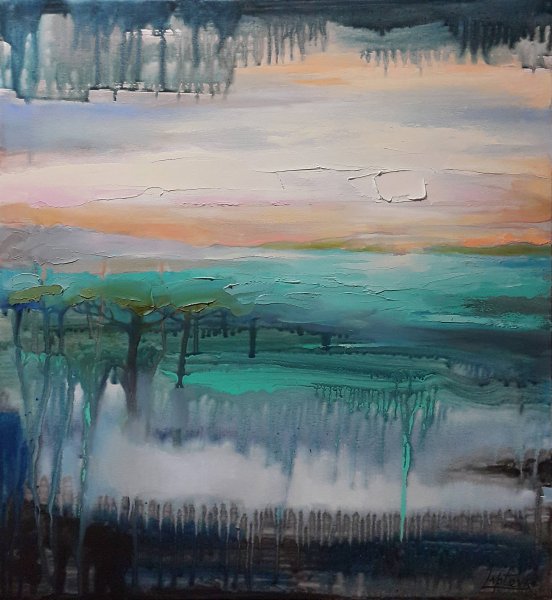 Абстрактный пейзаж акрилом