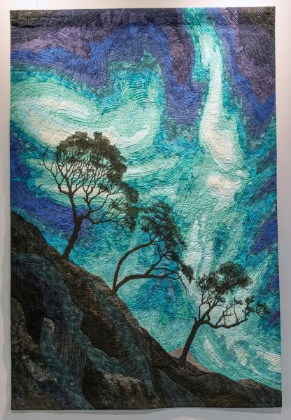 Пейзаж на ткани красками