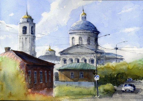 Акварель Владимира Тупоршина пейзажи города