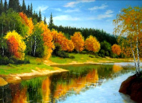 Алмазная мозаика осенний мост