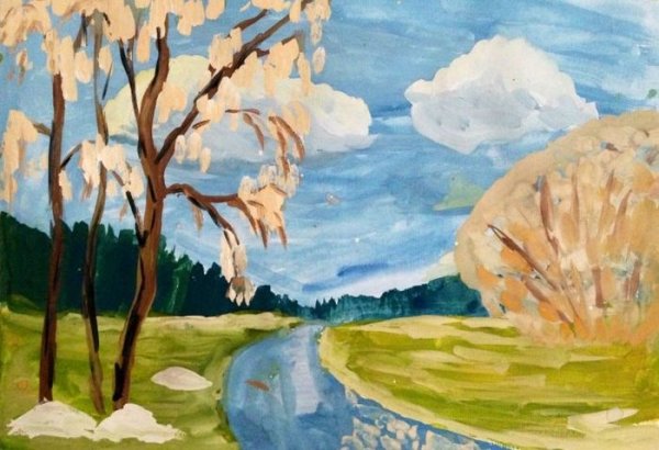 Рисование весеннего пейзажа