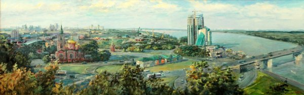 Городской пейзаж Барнаул акварель