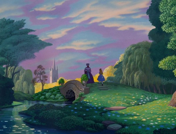 Алиса в стране чудес Дисней лес фон