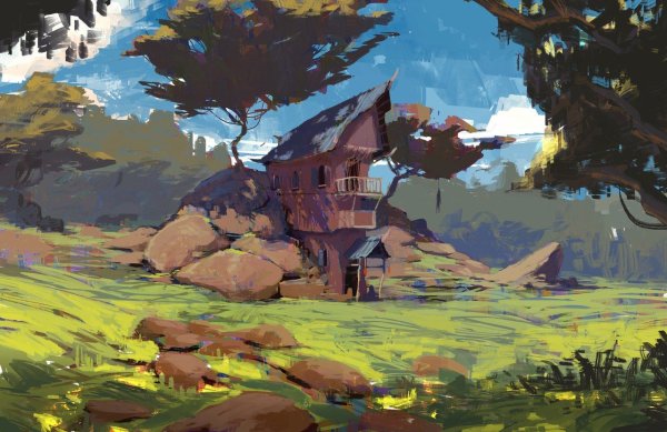 Пейзаж в мультяшном стиле