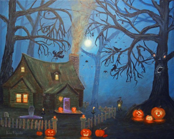 Пейзаж Хэллоуинская ночь