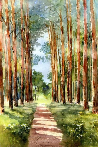 Пейзаж акварелью