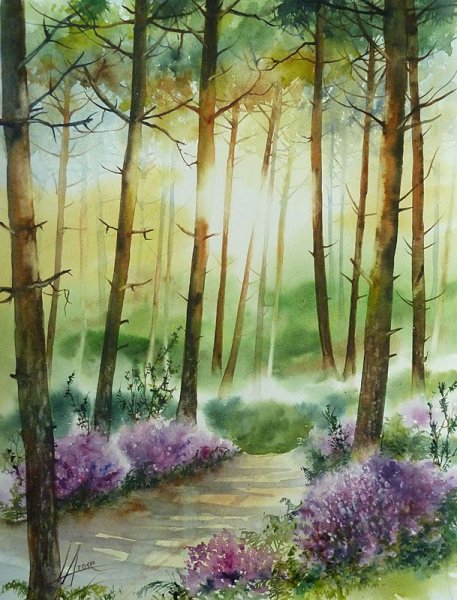 Акварельный фон пейзаж