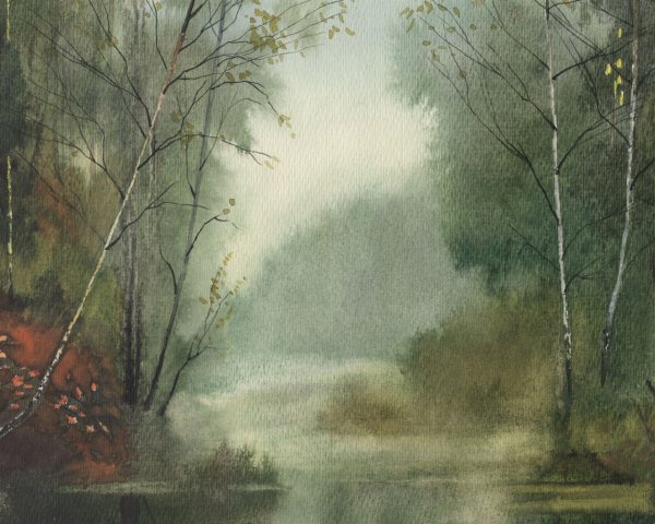 Акварель Солнечный лес