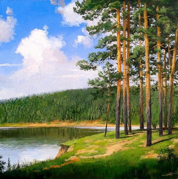 Живопись озеро в Сосновом Бору
