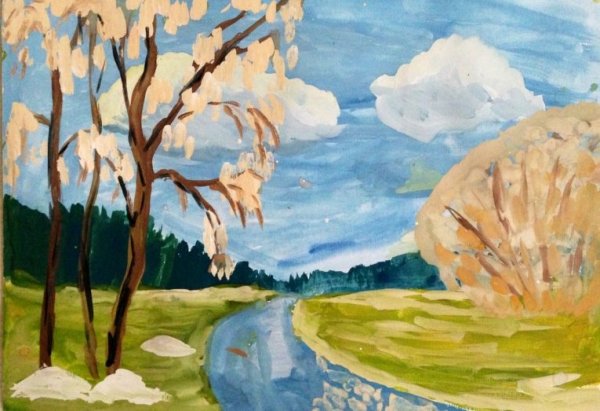 Речка красками