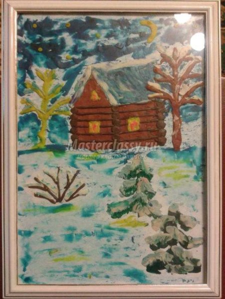 Аппликация зимний лес