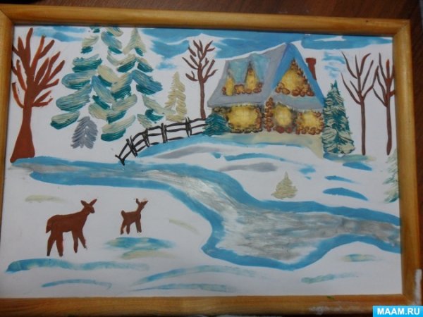 Пластилинография на тему зима