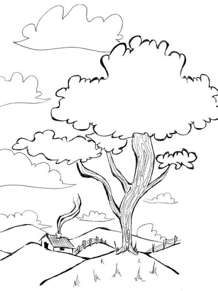 Эскизы пейзажей для раскрашивания