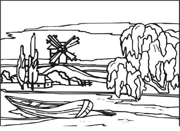 Пейзаж контур