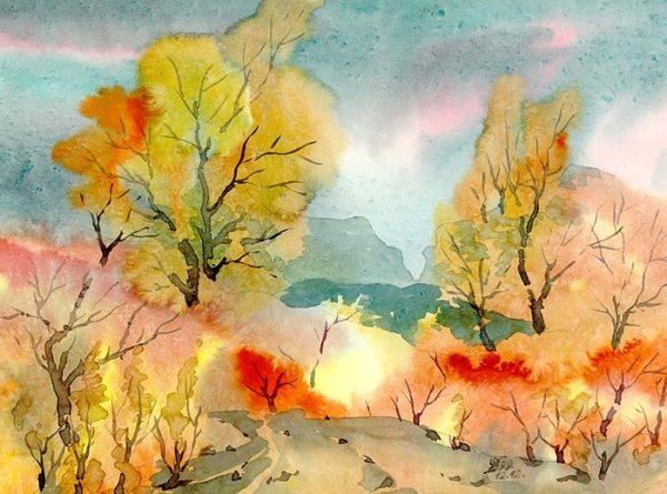 Осенний пейзаж Алла Прима