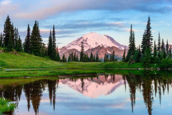 Природа ель горы река