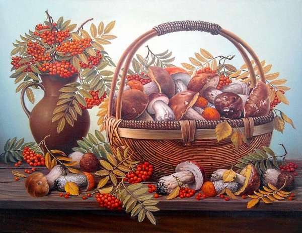 Алмазная мозаика Грибное лукошко