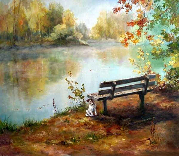 Скамейка в живописи