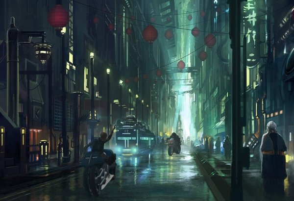 Cyberpunk Art City неон