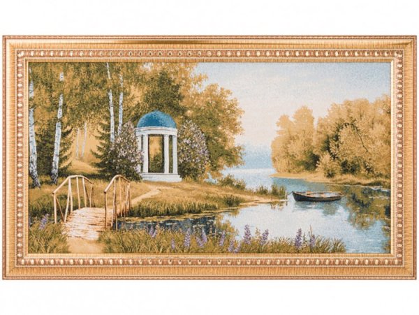 Пейзаж с озером и беседкой