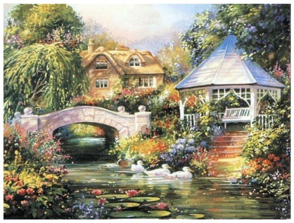 Картина по номерам беседка в саду