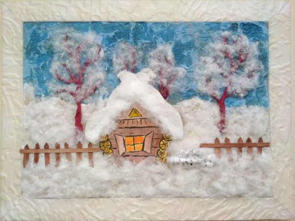Панно зимние домики