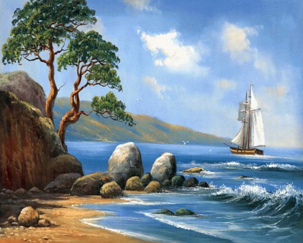 Парусник пастелью