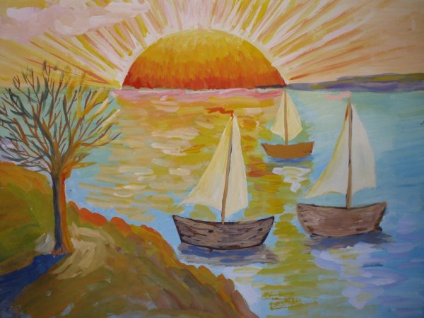 Морской пейзаж пастелью