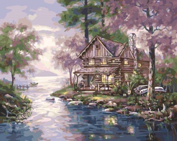 Томас Кинкейд картина дом у озера