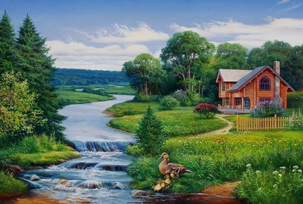 Пейзаж с домиком