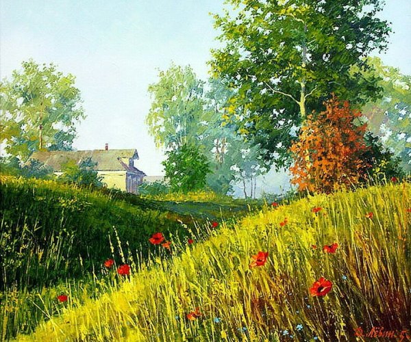 Деревня живопись Дмитрий Левин