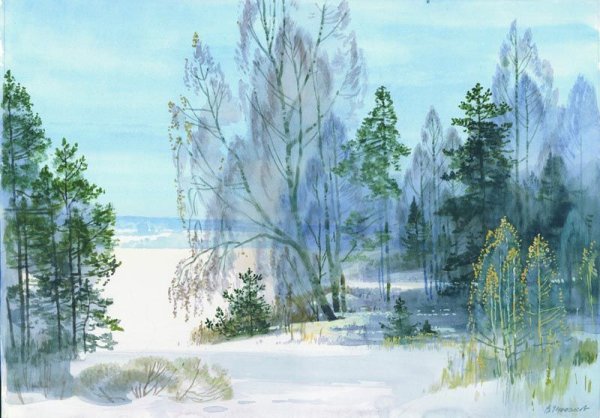 Пейзаж акварелью