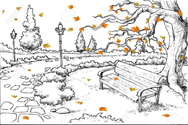 Рисунок осеннего леса карандашом