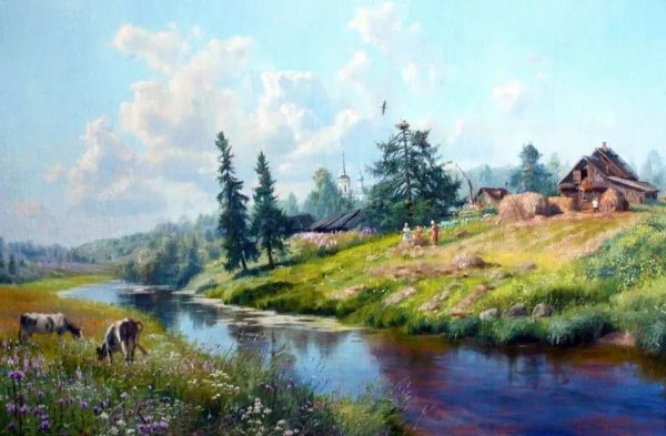 Художник Владимир Жданов Весна в Печорах