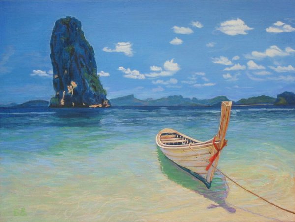 Пейзаж море лодка