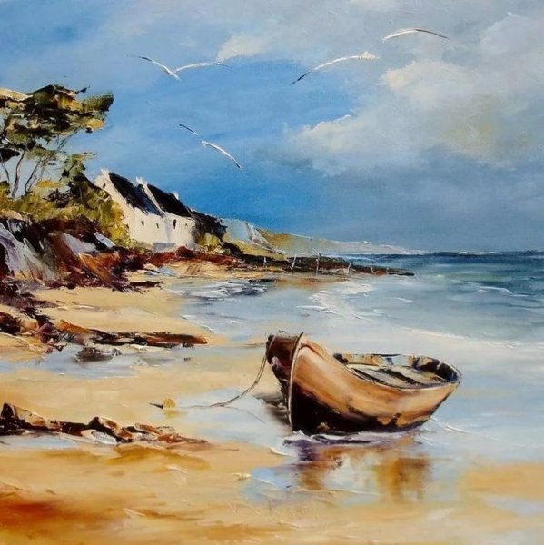 Морской пейзаж мастихином картины художников