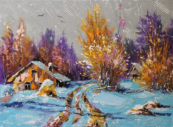 Картины мастихином пейзаж Ходюков