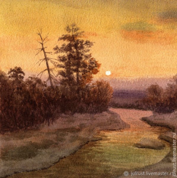 Пейзаж акварелью