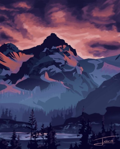 Пейзажи нарисованные на графическом планшете