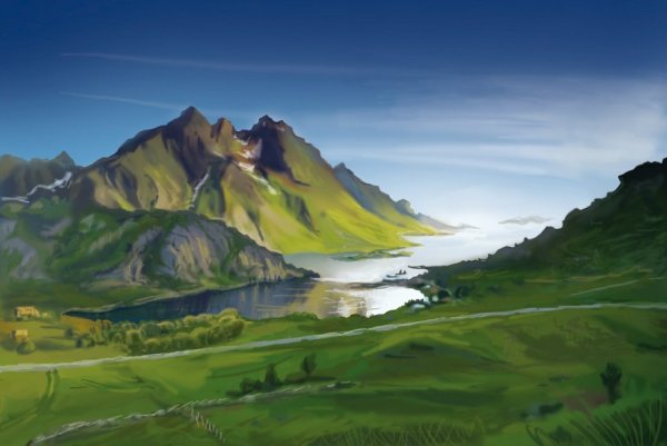 Горы на графическом планшете